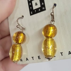 NATE & ETAN GOLDEN BEADED DROP EARRINGS FRENCH HOOK.